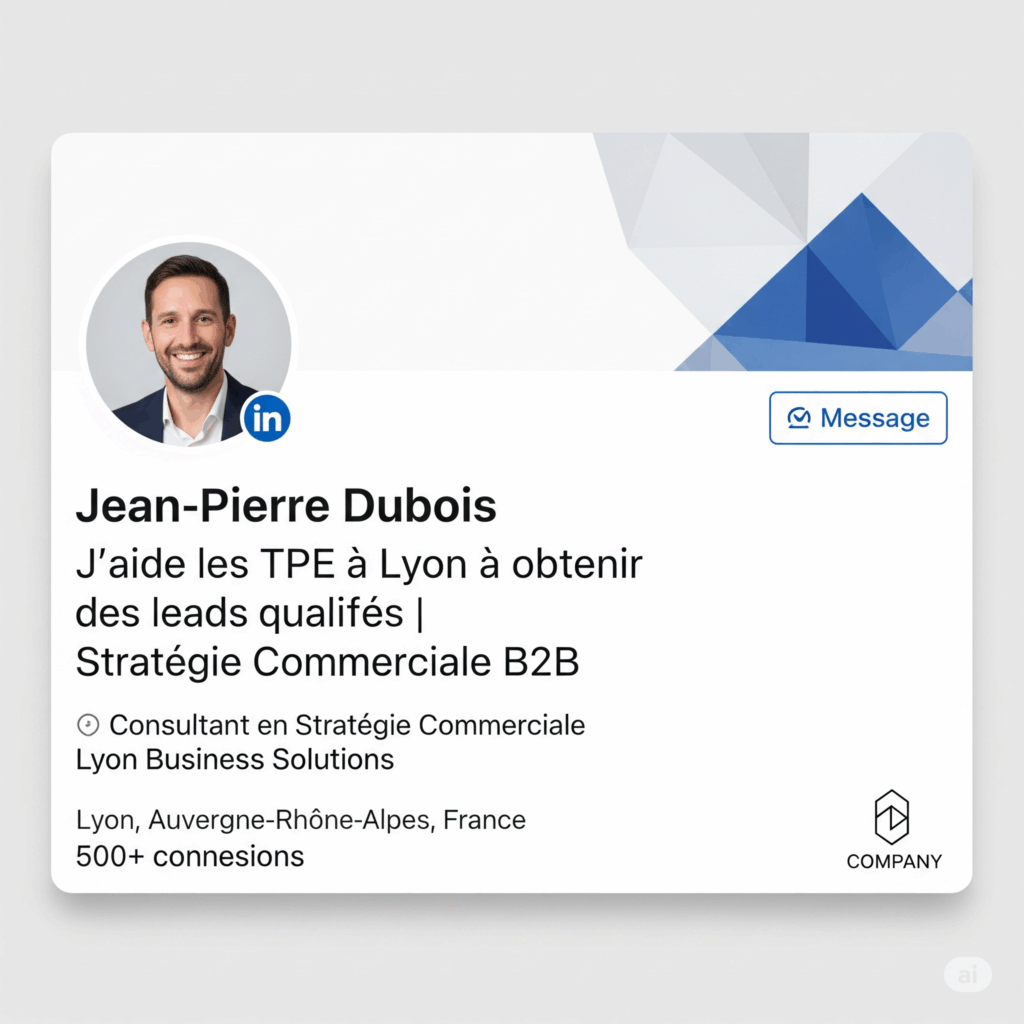 Exemple concret d'un titre de profil optimisé sur LinkedIn pour attirer des prospects qualifiés.